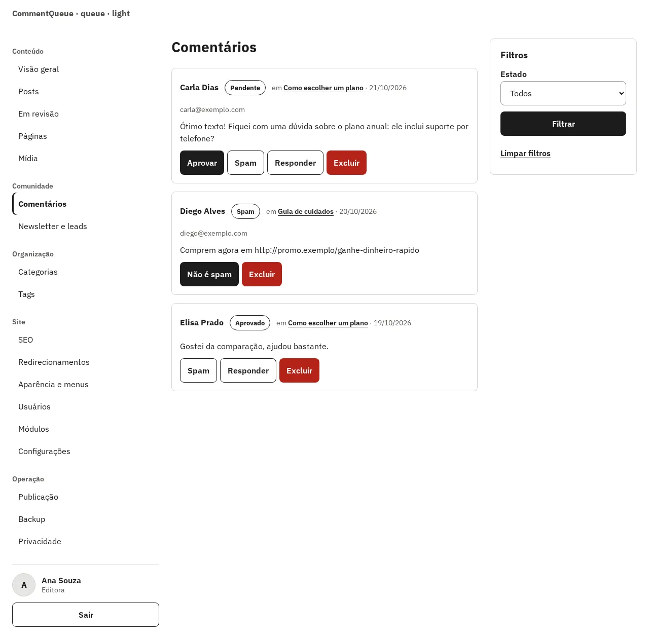 CommentQueue, a fila de comentários, em 1280 px