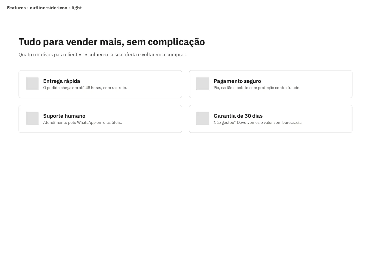 Captura da galeria: seção Features, variante outline-side-icon, claro, em 1280 px